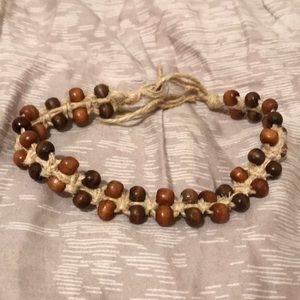 Hemp choker, wooden beads